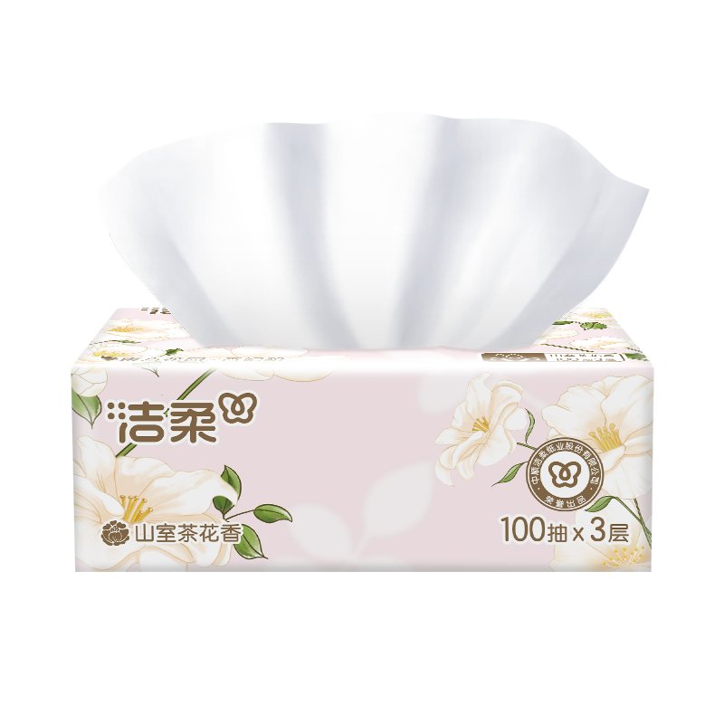 洁柔抽纸家用纸巾100抽6包山室茶花香实惠面巾纸餐巾卫生纸抽-JB - 图0
