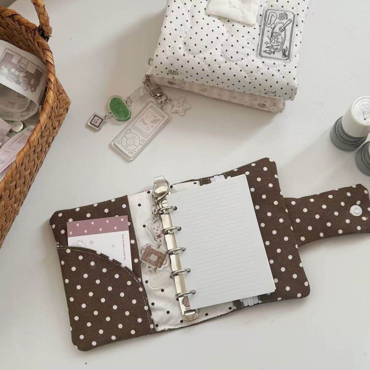小红书同款波点棕色m5活页手账本布艺高颜值学生便携旅行日记本子,淘宝优惠券,粉丝福利购,淘宝优惠卷