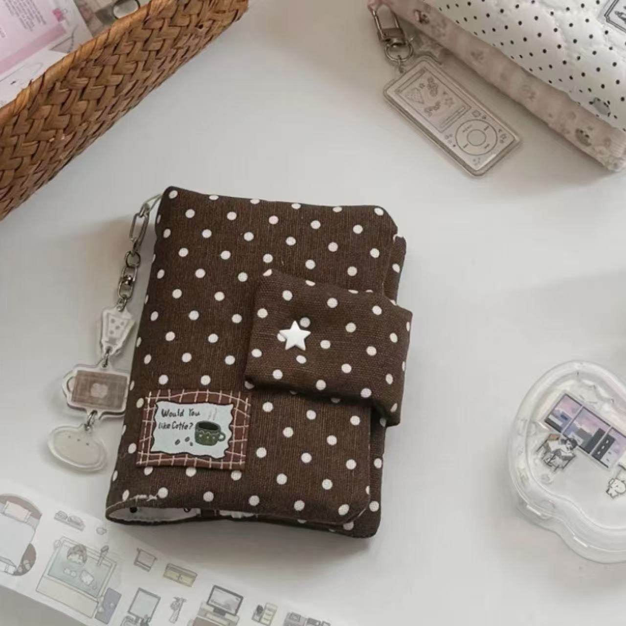 小红书同款波点棕色m5活页手账本布艺高颜值学生便携旅行日记本子,淘宝优惠券,粉丝福利购,淘宝优惠卷