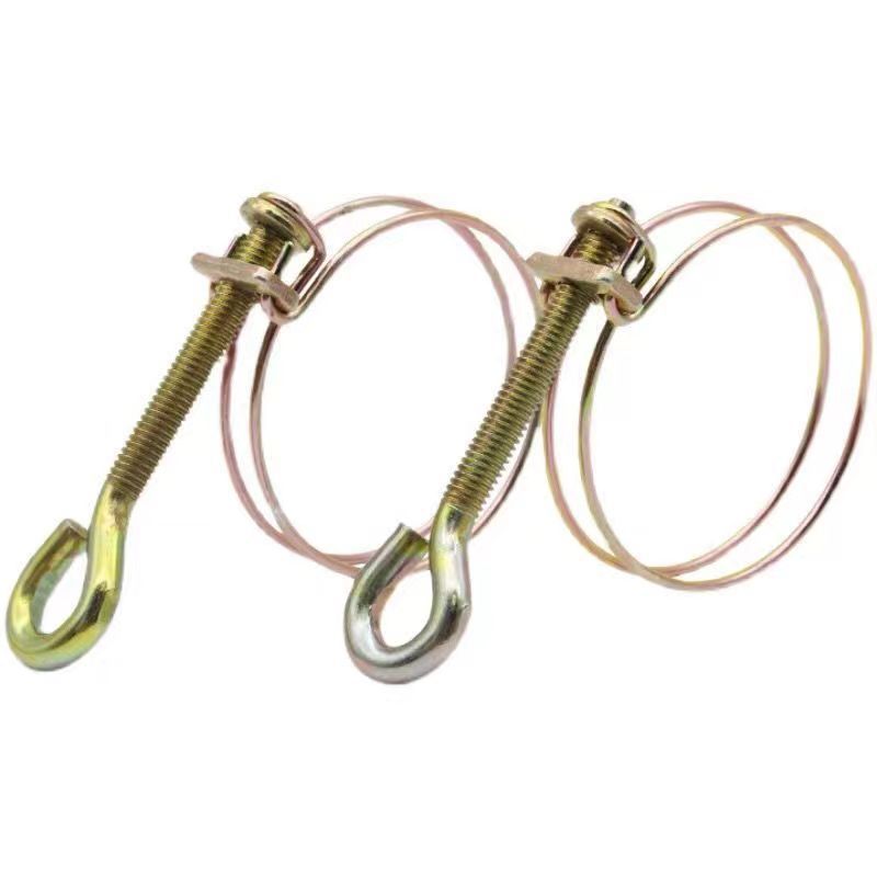 手柄式双钢丝喉箍 带扳手铁丝卡 镀锌双丝卡箍 农业水带灌溉 - 图0