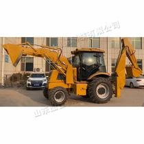Both ends of the project are busy loading materials. One vehicle is a multi-purpose backhoe loader. A hydraulic backhoe loader is used to transport cargo.