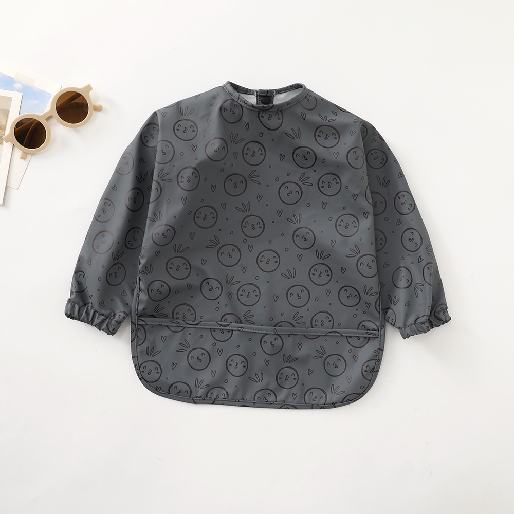 Danish fashion waterproof reverse dressing bibs children's eating clothes super soft pu bibs baby rice pockets waterproof feeding clothes