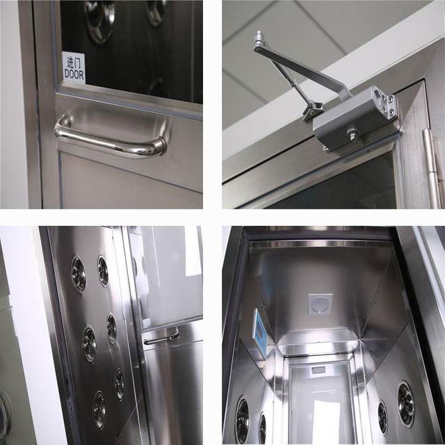 Air shower room manufacturer direct supply single-person double-bolt double-blown stainless steel dust-free workshop cargo shower door purification equipment