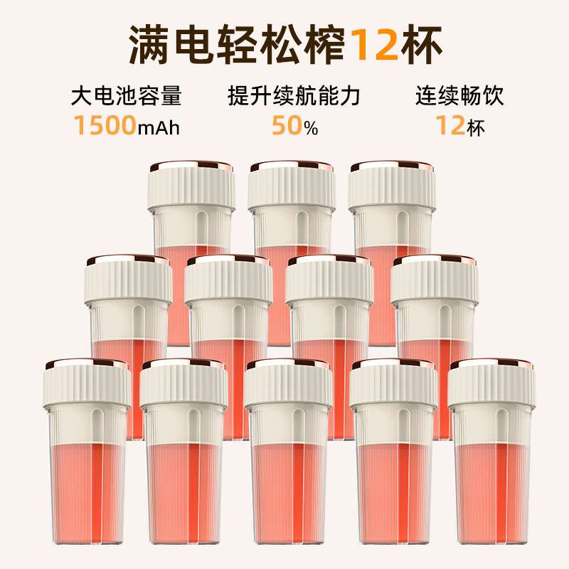 榨汁杯充电迷你电动榨汁机小型便携式果汁机家用多功能水果搅拌机 - 图1