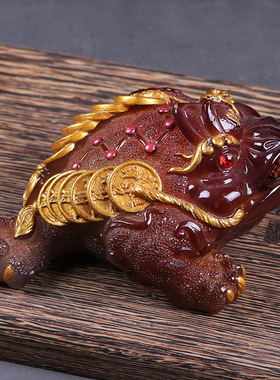 厂家直销金蟾茶宠摆件变色茶道配件精品茶玩创意环保招财树脂茶宠