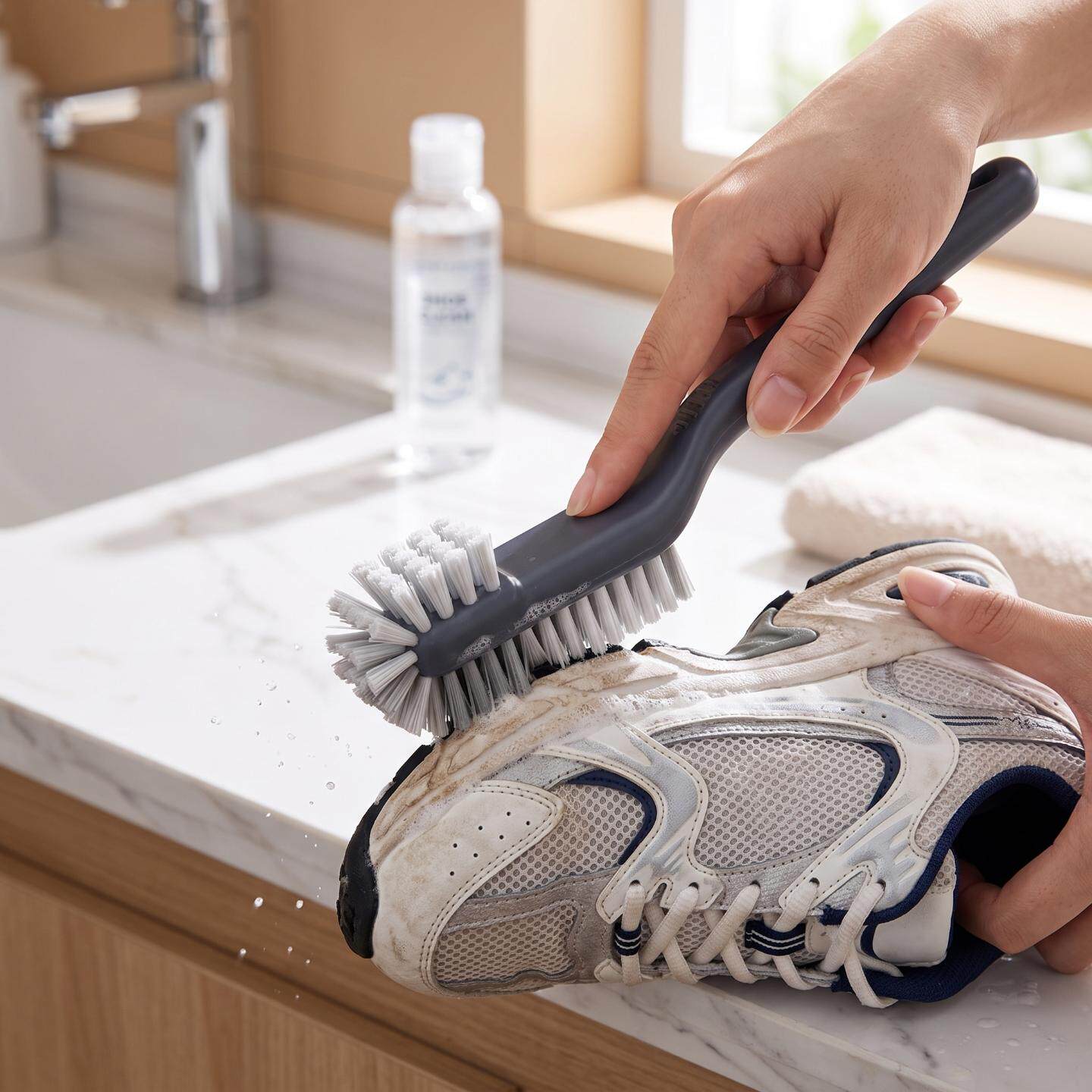 Multifunctional hard-bristled crevice cleaning brush with no dead ends