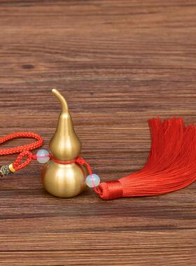 铜葫芦挂件五帝钱开口空心纯黄铜摆件装饰品工艺品办公室吉祥挂饰