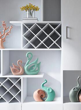 摆件家居装饰品马卡龙动物工艺品客厅酒柜电视柜房间卧室可爱摆设