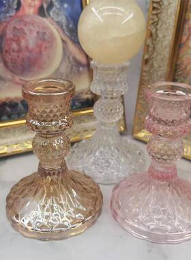 欧式玻璃烛台 半手工水晶烛台 客厅装饰玻璃摆件 居家桌面摆件 浪