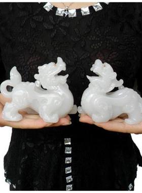 白玉貔貅摆件风水大号一对仿玉皮休工艺品客厅新房酒柜装饰品摆设