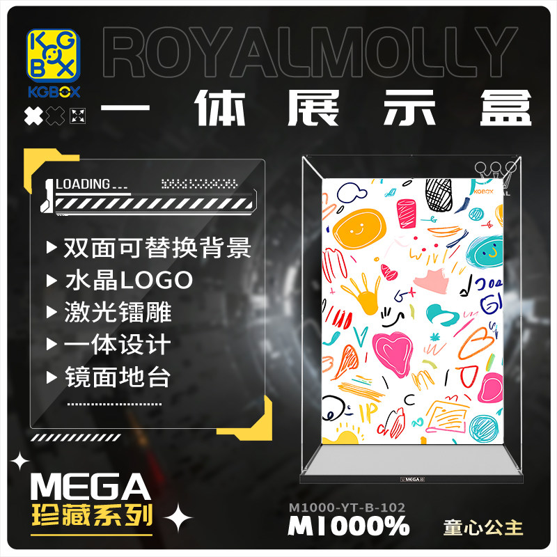 KGBOX POPMART泡泡玛特MOLLY童心公主1000%亚克力展示盒防尘罩 - 图0