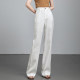 Yue Feixue ແອວສູງ linen 100% ກາງເກງຂາຊື່ບາງ