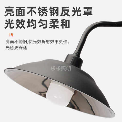户外防水不锈钢马路弯杆灯室外防雨照明灯墙壁工矿灯复古庭院灯具 - 图0