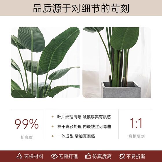 Simulated green plants, fake plants, traveler banana, high-end light luxury