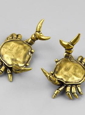 黄铜举重螃蟹摆件办公室笔架金属工艺品创意铜器义乌小商品