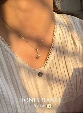 灰色珍珠毛衣项链女款轻奢小众