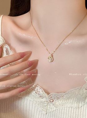 轻奢小众感猫眼石吊坠项链女精致