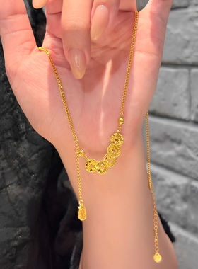 金包银爆闪碎冰冰五帝币锁骨链女