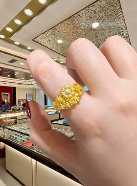 足金包银繁花似锦太阳花指环女款