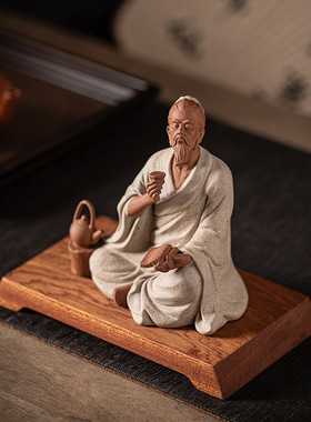 古代历史人物茶圣陆羽 伯牙抚琴 李白雕塑像书房桌面陶瓷禅意摆件