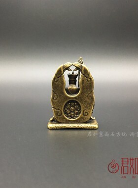 铜艺地藏王菩萨佛牌挂件 实心黄铜坐骑谛听佛像仿古微雕铜牌铜佛