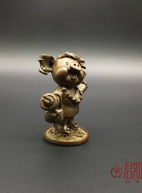 实心纯铜美丽猪妈妈小摆件 全铜漂亮小铜猪母猪猪夫人桌面小摆件