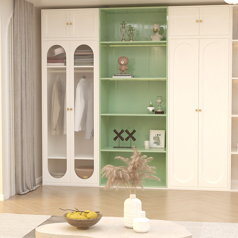 法式奶油风衣柜长虹玻璃钢制柜儿童储物柜家用卧室大容量储物衣柜,淘宝优惠券,粉丝福利购,淘宝优惠卷