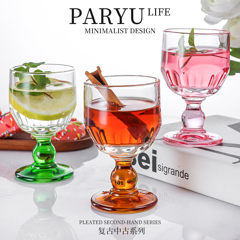 PARYU新款黛珠中古杯果汁香槟杯玻璃水杯复古果酒杯酒杯鸡尾酒杯,淘宝优惠券,粉丝福利购,淘宝优惠卷