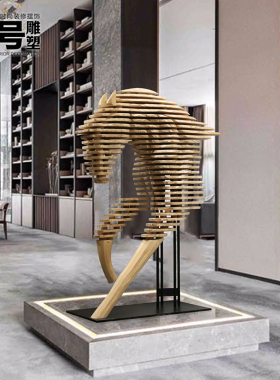 酒店大堂木马雕塑售楼处大厅会所kCtv大型落地摆件实木装饰艺术品