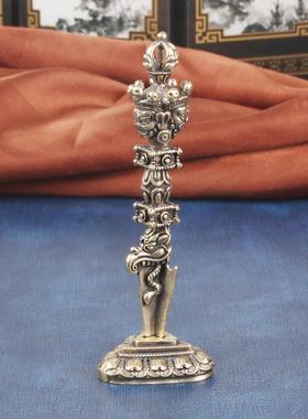 纯铜三面普巴金刚降魔杵桌面摆件密宗法器金刚橛金刚杵工艺品