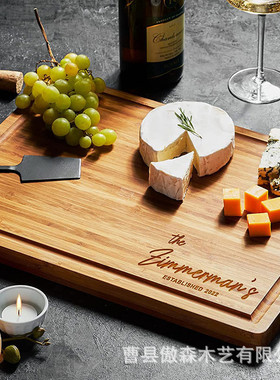 厨房竹木切菜板家用实木带果汁槽砧板聚会派对木质水果熟食托盘