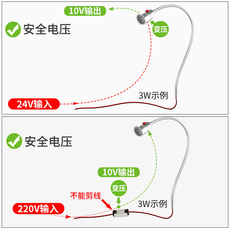 LED机床工作灯M10螺牙24V车工灯500MM长臂设备照明灯鹅颈软管灯 - 图2