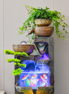 鱼缸流水生财摆件循环水客厅落地风水轮办公室装饰品乔迁开业礼物