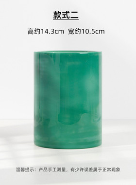 淄博博山鸡油黄花瓶金红松绿摆件客厅家居饰品腰美人插花收藏