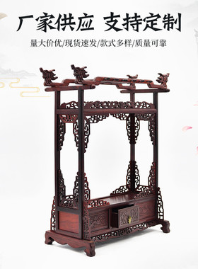 厂家供应红酸枝双龙红木笔架挂毛笔木质文房四宝书法用品展示架