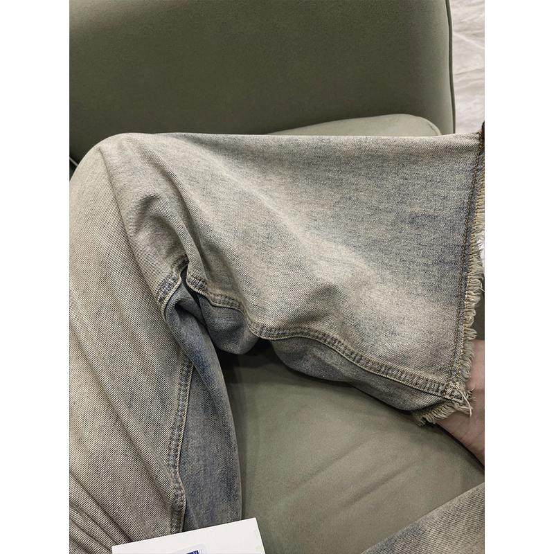 大码胖mm美式直筒女梨型身材宽松显瘦阔腿毛边长裤,淘宝优惠券,粉丝福利购,淘宝优惠卷