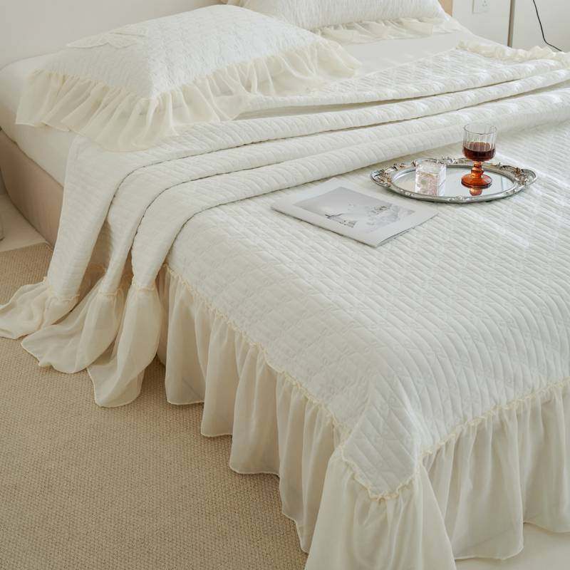 2024新款韩版水洗棉雪纺厂家直销四季通用夹棉床盖边批发,淘宝优惠券,粉丝福利购,淘宝优惠卷