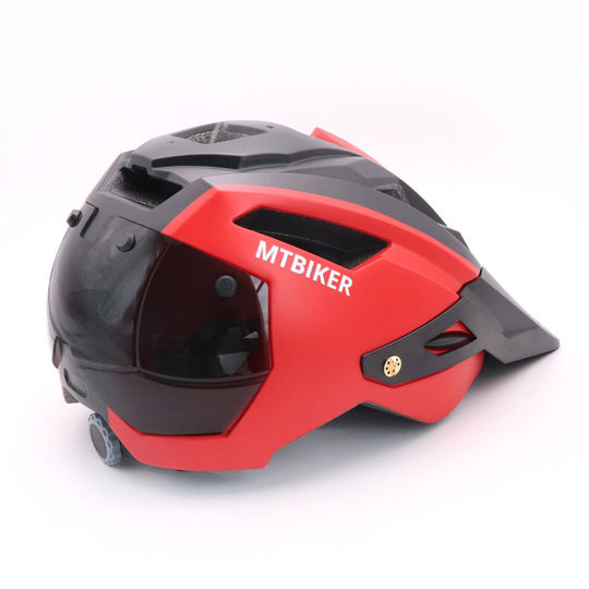 One-piece bicycle helmet and safety helmet, mountain biking equipment with goggles