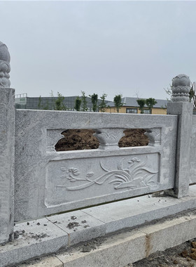 花岗岩石雕栏板栏杆学校浮雕升旗台别墅庭院护栏寺庙石栏杆