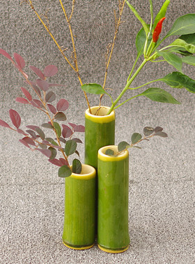天然黄竹筒插花花瓶花艺道具
