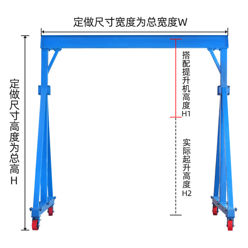 可移动龙门架3/5吨手推小型起重龙门吊 升降式无轨万向移动龙门架 - 图2