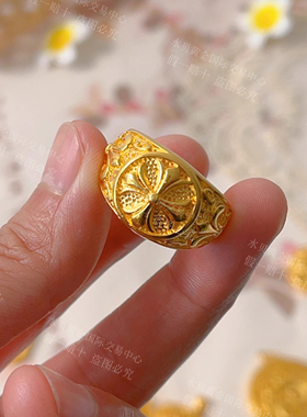 欧美徽章金包银戒指送女友礼物