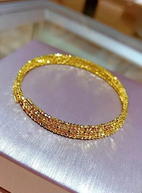 三圈蹦迪金包银手链女款