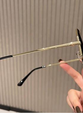 加大加宽大尺码大脸显瘦透明蓝色偏光太阳眼镜男多边形金属开 车