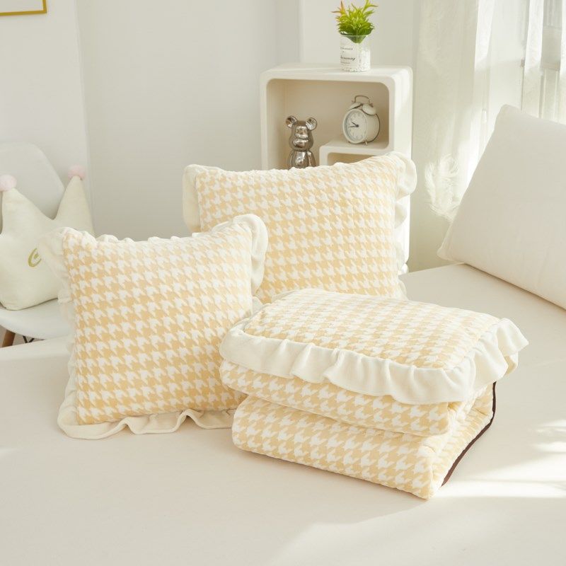 车载抱枕被子两用四季千鸟格x办公室午睡毯小被子抱枕毯子二合一,淘宝优惠券,粉丝福利购,淘宝优惠卷