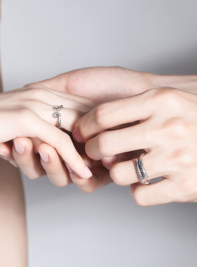 纯银紧箍咒戒指男女情侣对戒尾戒