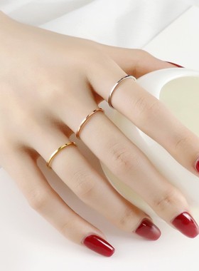 韩版18k玫瑰金简约超细戒指