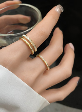 双层线条开口戒指女简约冷淡风戒