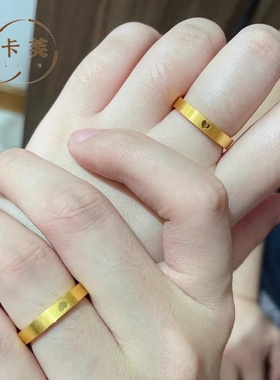 520时钟素圈戒指小众设计仿黄金
