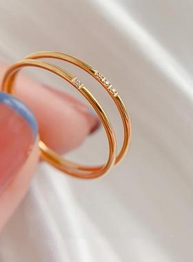 极细不掉色小锆石戒指实心素圈